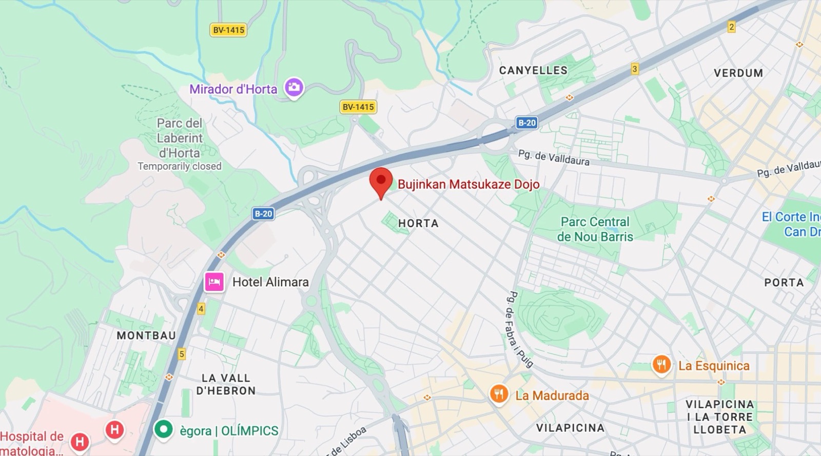 Mapa de la zona de Barcelona on tenen lloc les classes